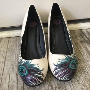 T.U.K peacock heels size 8
